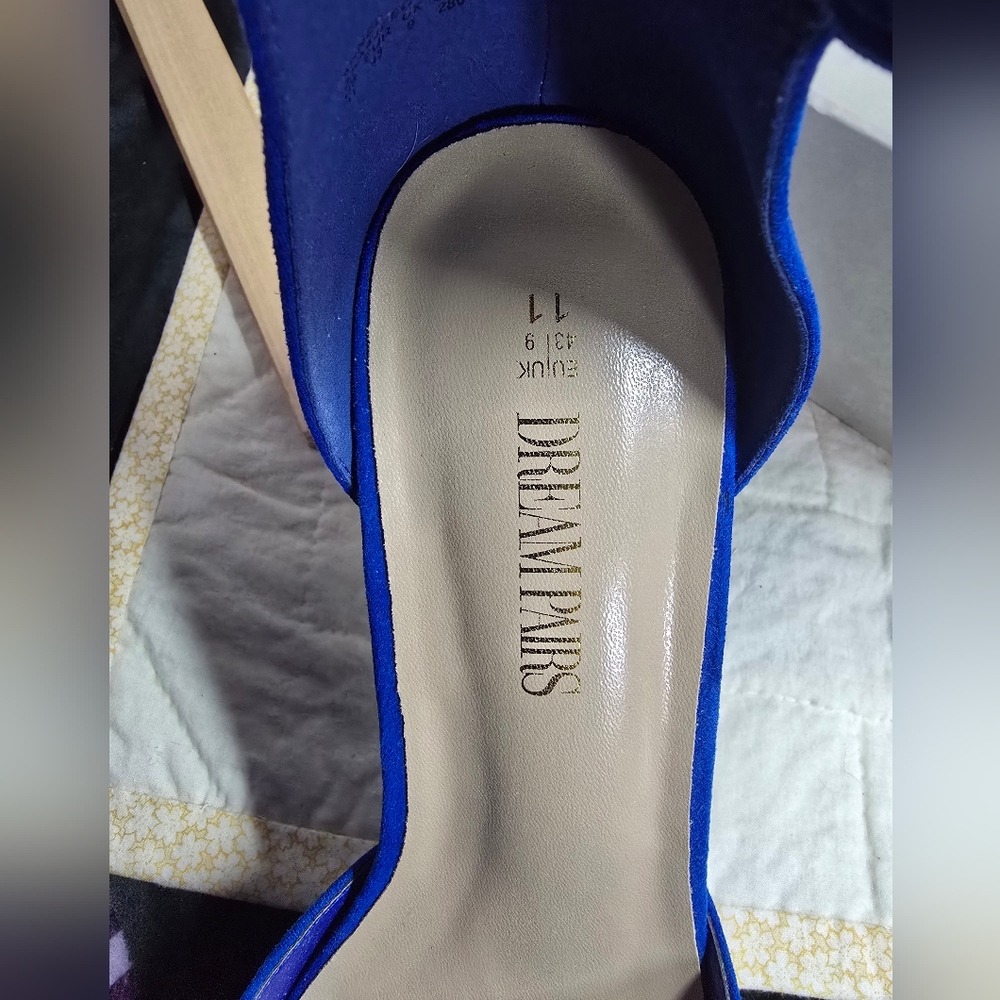 Dream Pairs Annee Royal Blue Faux Suede Block Heels with Ankle Strap SZ 11 - Picture 5 of 9